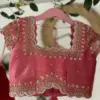Exclusive Peach Aliya Cut Blouse with Maggam Work Custom Bridal Wear