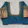 Exclusive Peacock Blue Pattu Saree Maggam Work Blouse Designer Bridal Wear