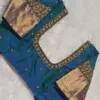 Exclusive Peacock Blue Pattu Saree Maggam Work Blouse Designer Bridal Wear