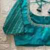 Exclusive Sky Blue Bridal Maggam Blouse Handcrafted Layered Design