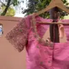 Exquisite Baby Pink Raw Silk Zardosi Maggam Work Blouse Bridal Designer Wear