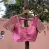 Exquisite Baby Pink Raw Silk Zardosi Maggam Work Blouse Bridal Designer Wear