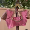 Exquisite Baby Pink Raw Silk Zardosi Maggam Work Blouse Bridal Designer Wear