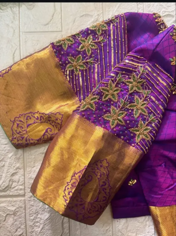 Grand Wedding Maggam Blouse in Purple Handcrafted Designer Perfection