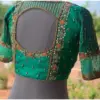 Green Net Partywear Designer Blouse with Stylish Line Detailing Elegant Ethnic Fashion for Weddings & Events