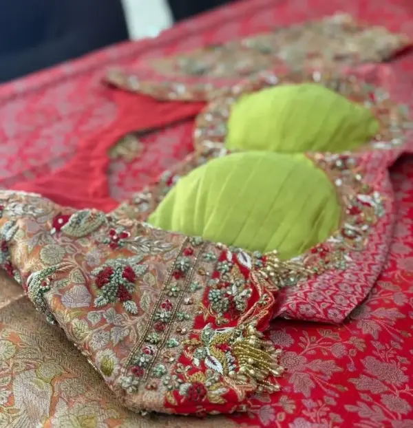 Heritage Madhubala Style Zardosi Maggam Work Blouse for Brides