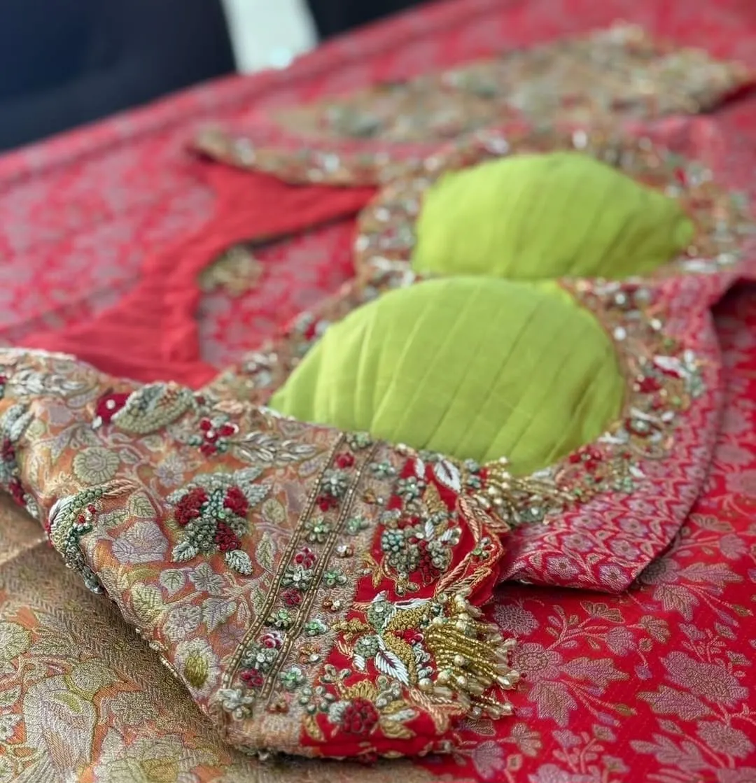 Heritage Madhubala Style Zardosi Maggam Work Blouse for Brides