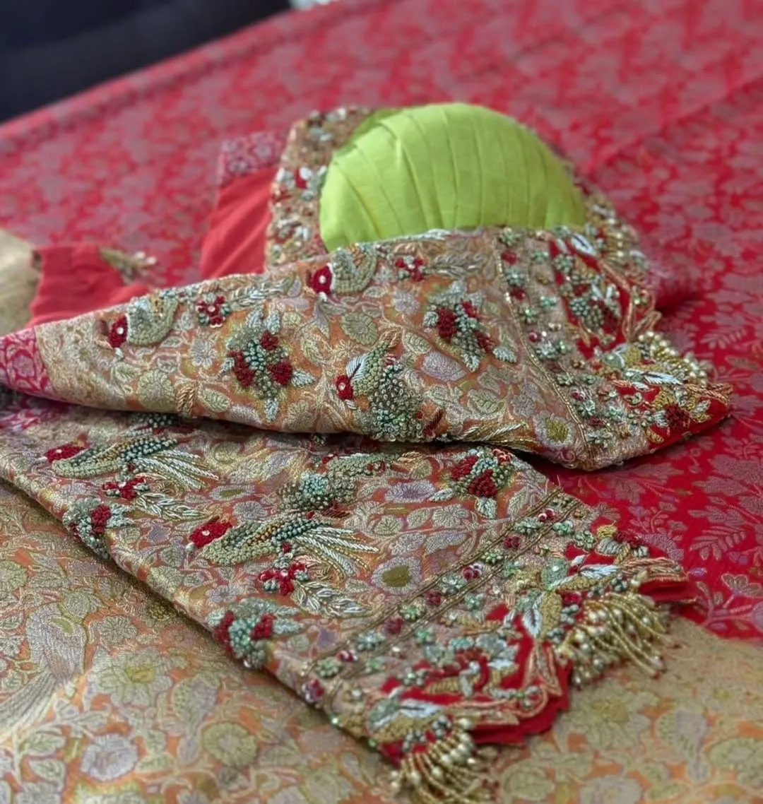 Heritage Madhubala Style Zardosi Maggam Work Blouse for Brides