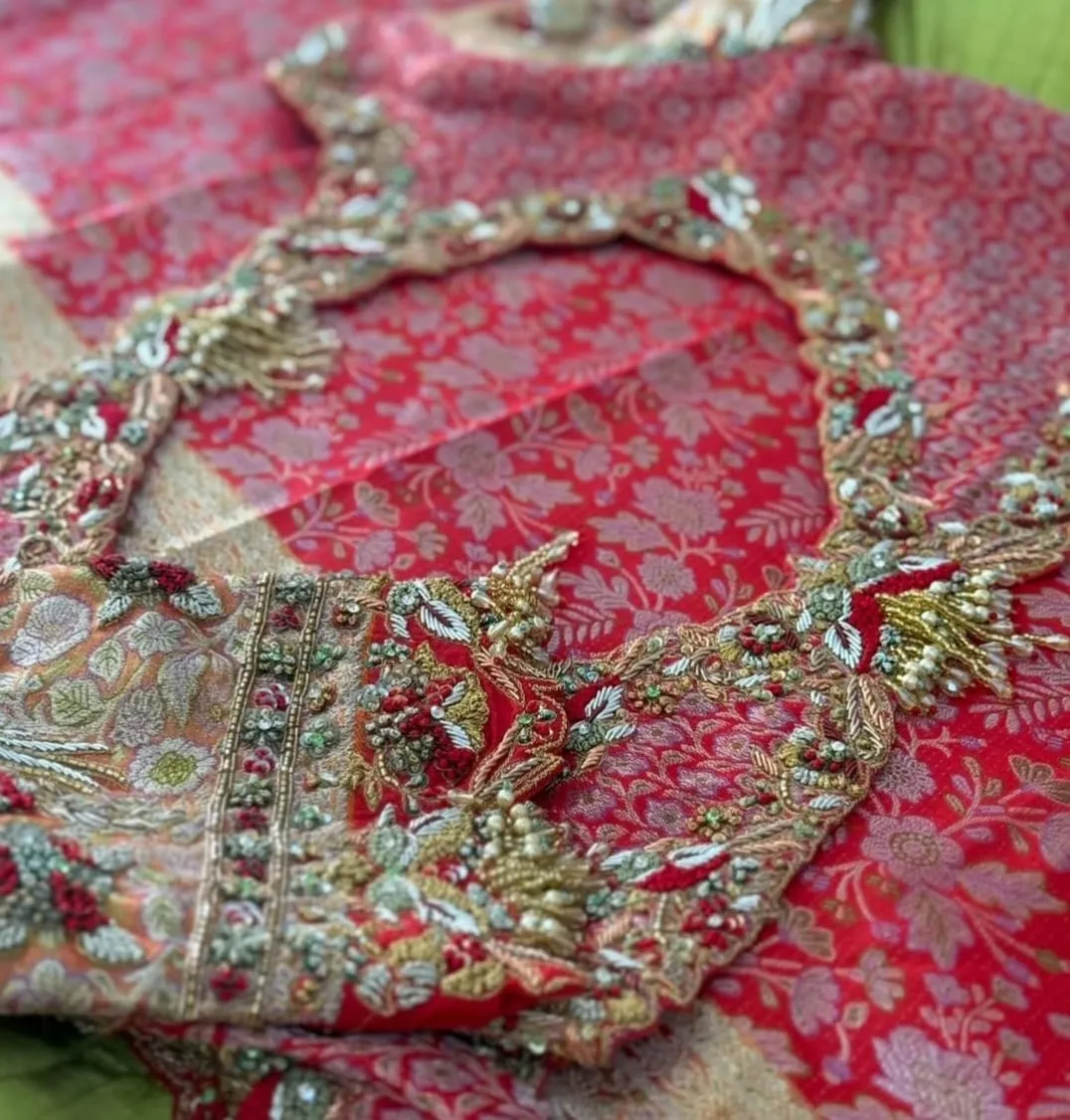 Heritage Madhubala Style Zardosi Maggam Work Blouse for Brides