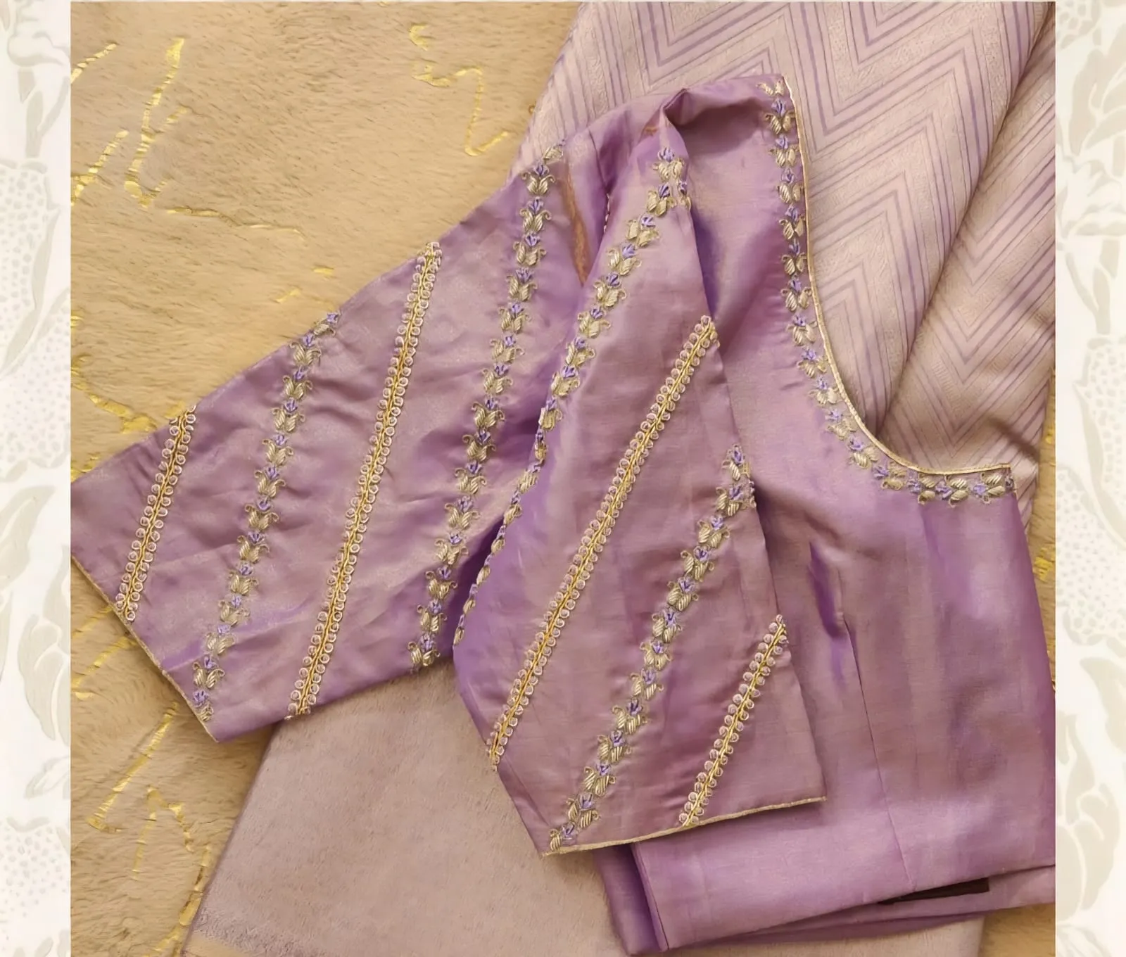 Latest Light Purple Maggam Blouse Perfect for Engagement & Festive Wear