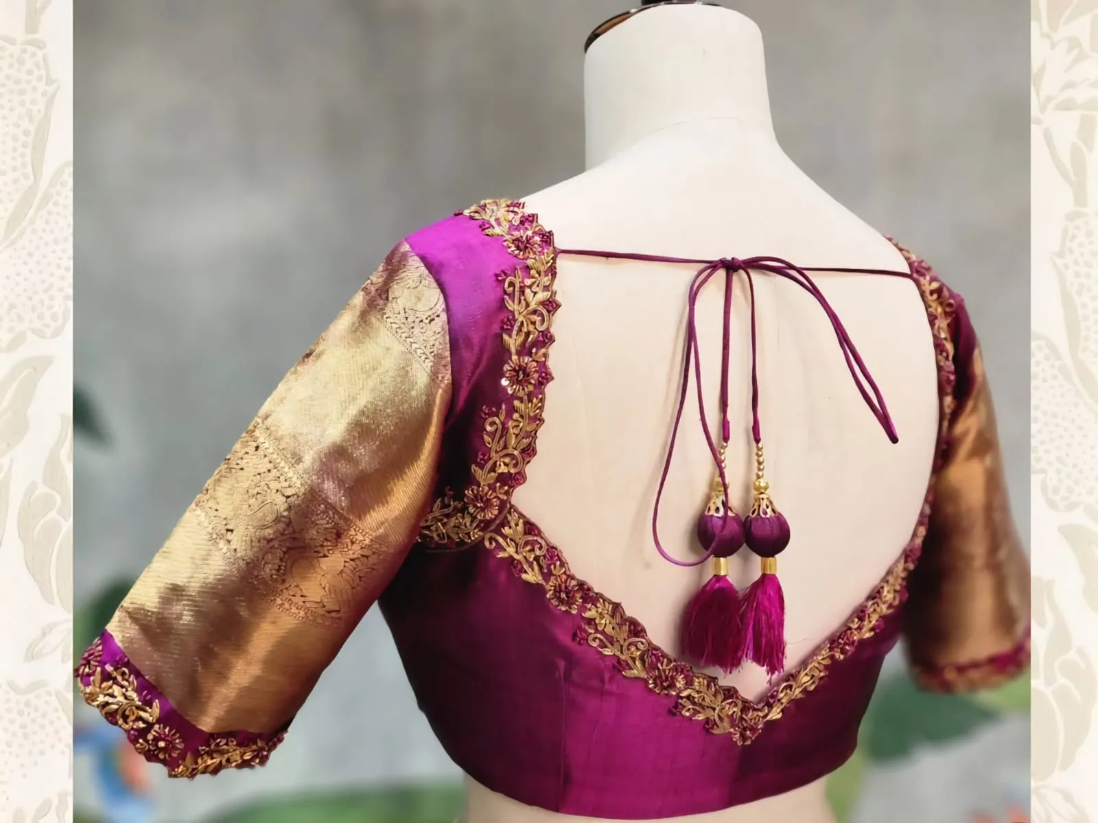 Latest Rani Pink Wedding Maggam Work Blouse Perfect for Engagement & Bridal Wear