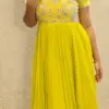 Lemon Yellow Designer Maggam Work Customised Long Frock Bridal & Partywear Gown for Women