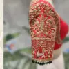 Luxury Red Wedding Blouse Handcrafted Madhubala Maggam Work