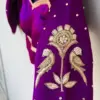 Madhubala Inspired Pink Velvet Maggam Work Party Blouse Royal & Elegant