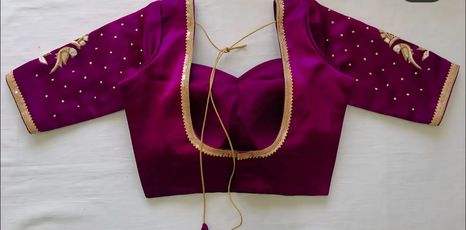 Madhubala Inspired Pink Velvet Maggam Work Party Blouse Royal & Elegant