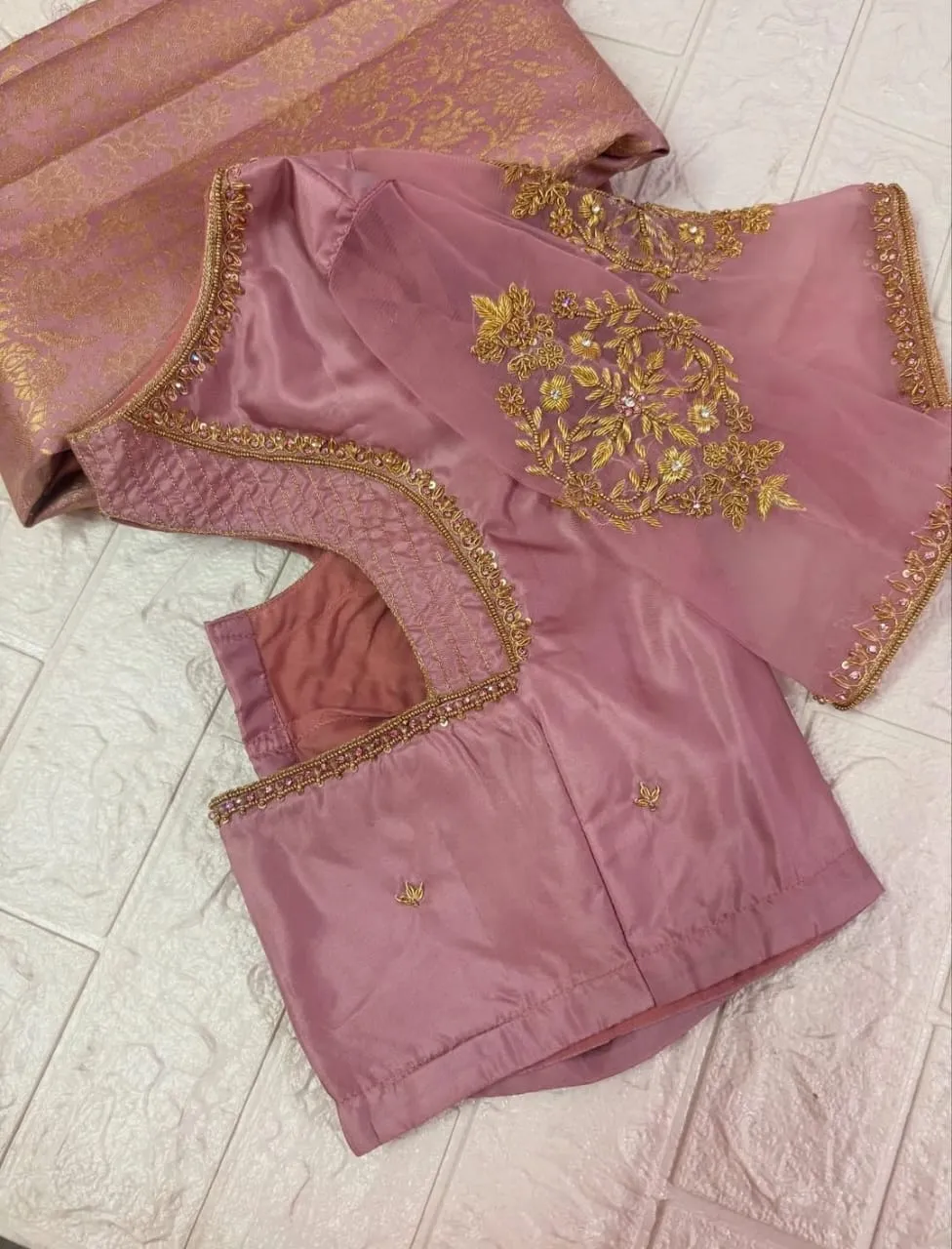 Onion Pink Wedding Maggam Work Blouse Elegant Bridal Statement Piece