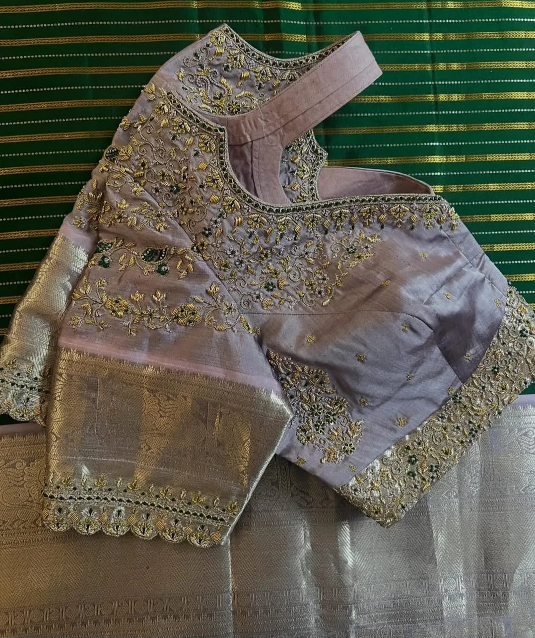Pastel Peach Zardosi Maggam Work Blouse Perfect for Weddings