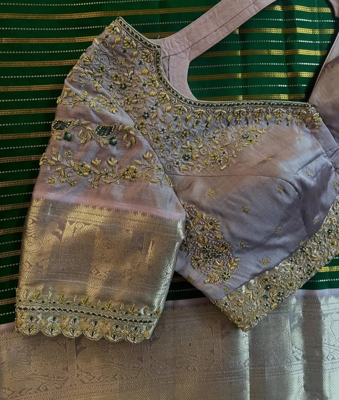 Pastel Peach Zardosi Maggam Work Blouse Perfect for Weddings