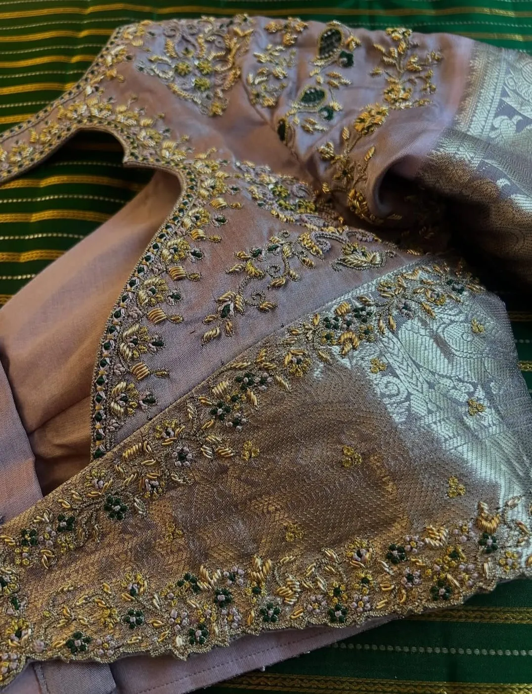 Pastel Peach Zardosi Maggam Work Blouse Perfect for Weddings