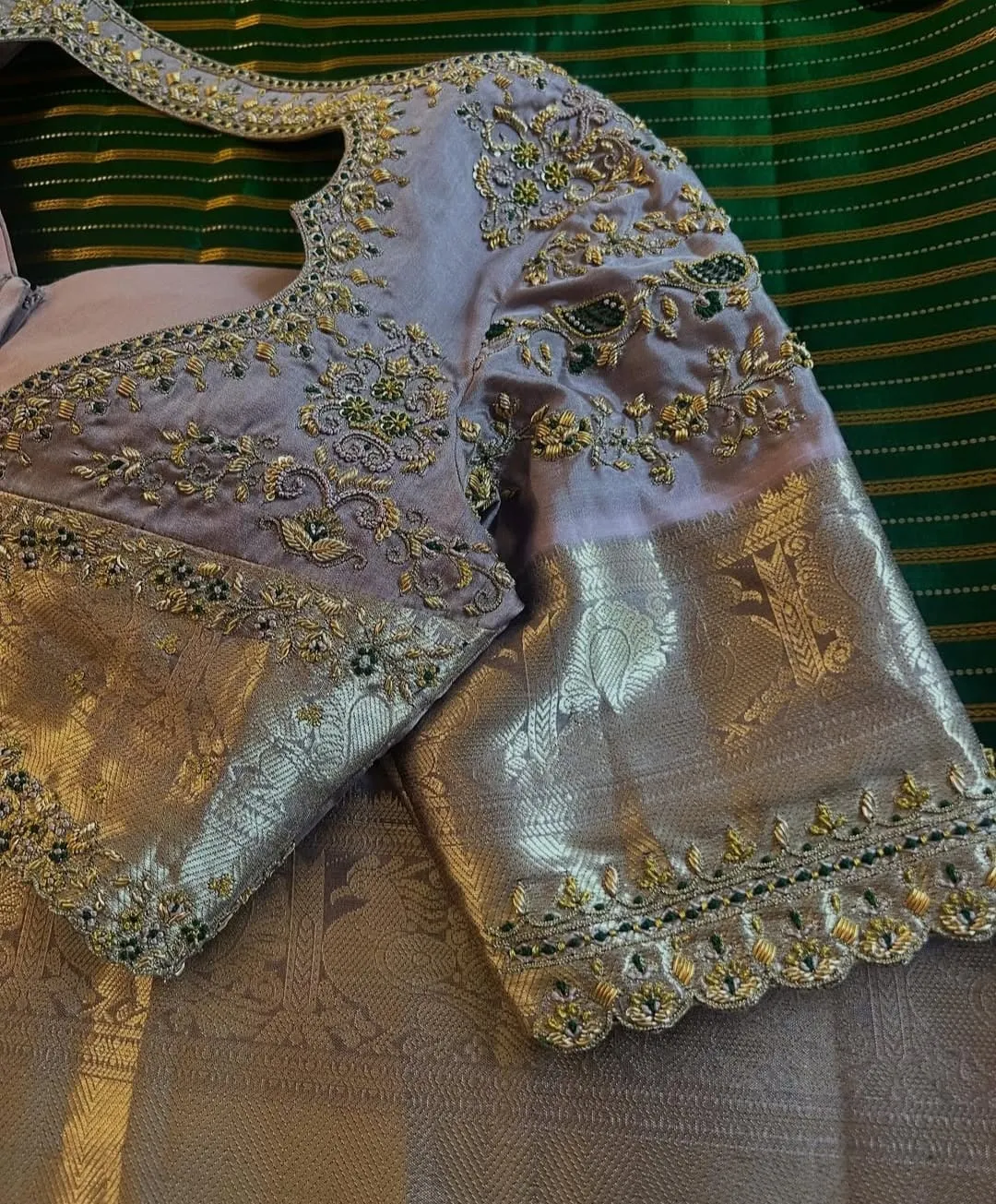 Pastel Peach Zardosi Maggam Work Blouse Perfect for Weddings