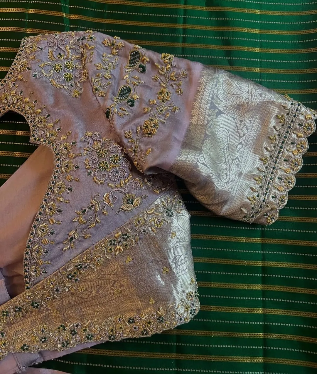 Pastel Peach Zardosi Maggam Work Blouse Perfect for Weddings