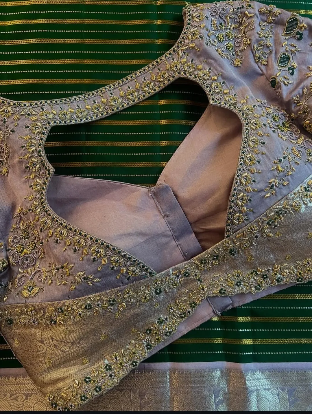 Pastel Peach Zardosi Maggam Work Blouse Perfect for Weddings