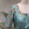 Premium Turquoise Blue Maggam Work Blouse for Bride & Reception