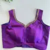 Purple Bridal Halter Neck Maggam Work Blouse Elegant Reception Outfit