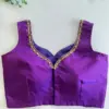Purple Bridal Halter Neck Maggam Work Blouse Elegant Reception Outfit