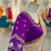 Purple Grand Maggam Work Blouse Baby Shower Party Wear Designer Blouse for Mom-to-Be