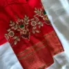 Red Thread Floral Maggam Work Designer Blouse – Bridal & Festive Wear