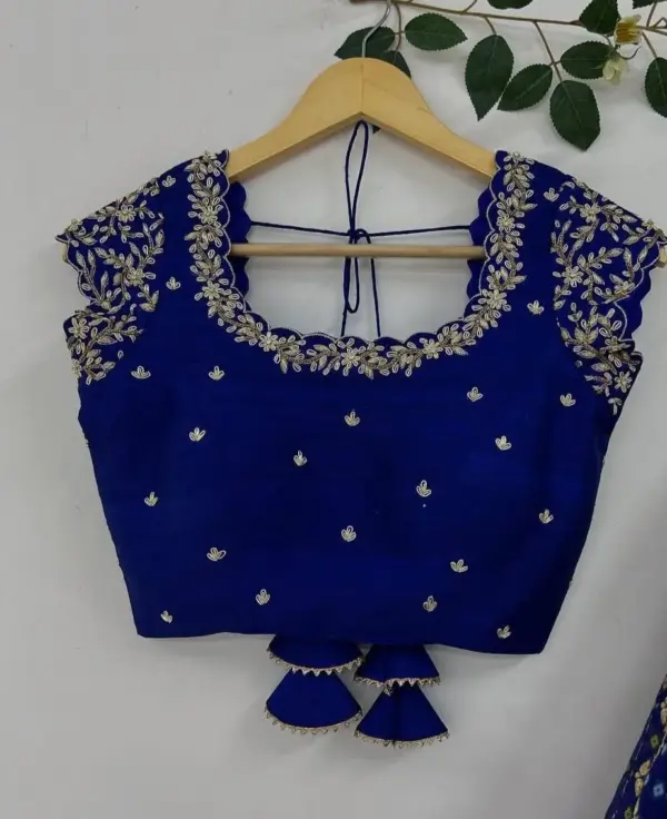 Royal Blue Grand Maggam Work Blouse Luxury Bridal & Partywear Designer Piece