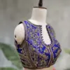 Royal Blue Highness Sleeveless Maggam Work Blouse Wedding & Party Wear