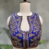 Royal Blue Highness Sleeveless Maggam Work Blouse Wedding & Party Wear