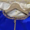 Royal Blue V-Neck Zardosi Maggam Work Blouse Elegant Bridal & Party Wear