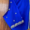 Royal Blue V-Neck Zardosi Maggam Work Blouse Elegant Bridal & Party Wear