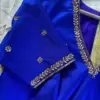 Royal Blue V-Neck Zardosi Maggam Work Blouse Elegant Bridal & Party Wear