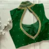 Royal Leaf Green Halter Neck Maggam Work Blouse Designer Wedding Wear Elegance