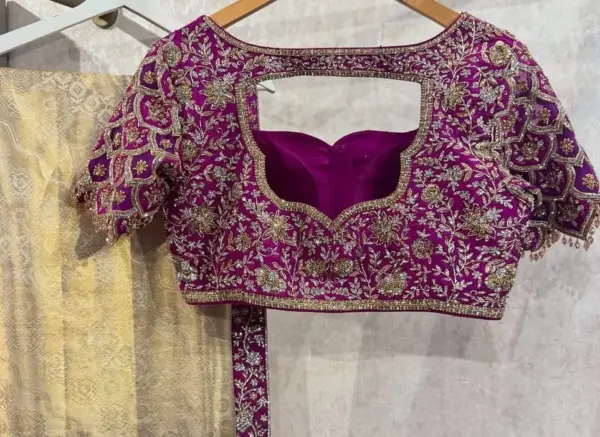Royal Purple Grand Maggam Work Wedding Blouse Luxury Bridal Couture