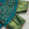 Royal Rama Blue Net Maggam Work Blouse Luxurious Wedding Wear