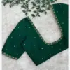 Sophisticated Bottle Green Maggam Work Blouse Subtle Bridal Elegance