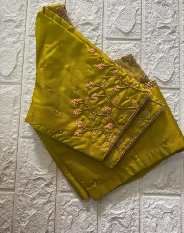 Timeless Wedding Style Mehendi Green Designer Maggam Work Blouse