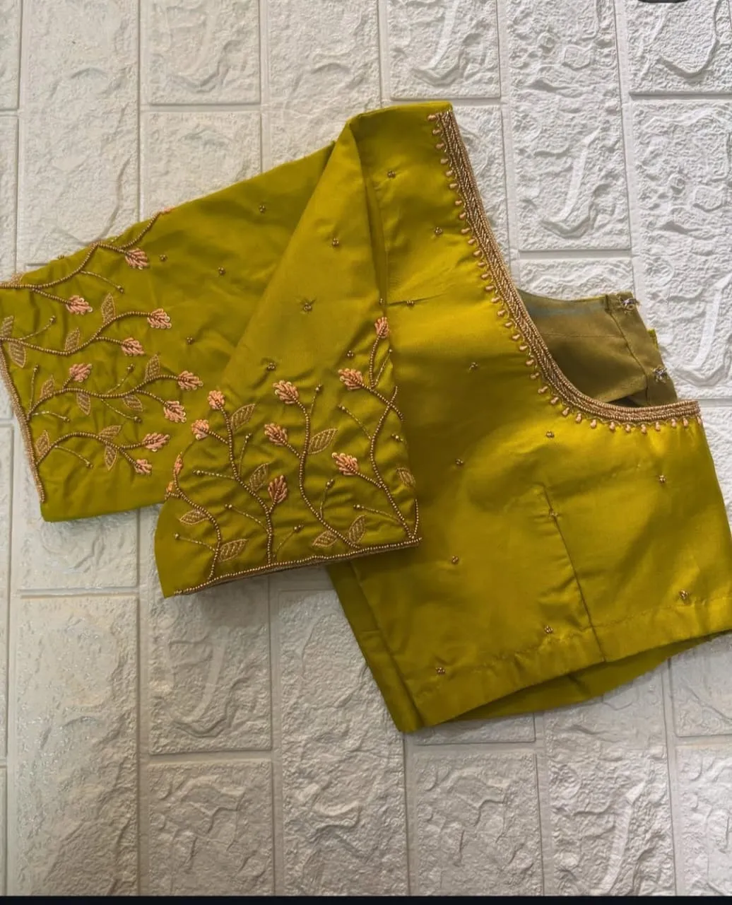 Timeless Wedding Style Mehendi Green Designer Maggam Work Blouse