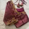 Wine Colour Wedding Maggam Blouse Minimal Zardosi & Aari Work Design