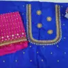 Affordable Blue Designer Aari Work Blouse with Elegant Bead Lines