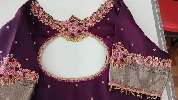 Affordable Wine Colour Designer Maggam Work Blouse Ready to Wear Collection