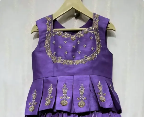 Buy Designer Lavender Peplum Maggam Blouse in Raw Silk Wedding Collection