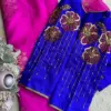 Buy Online Blue Net Shoulder Maggam Work Blouse Exclusive Designer Bridal Wear at Best Price