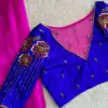 Buy Online Blue Net Shoulder Maggam Work Blouse Exclusive Designer Bridal Wear at Best Price