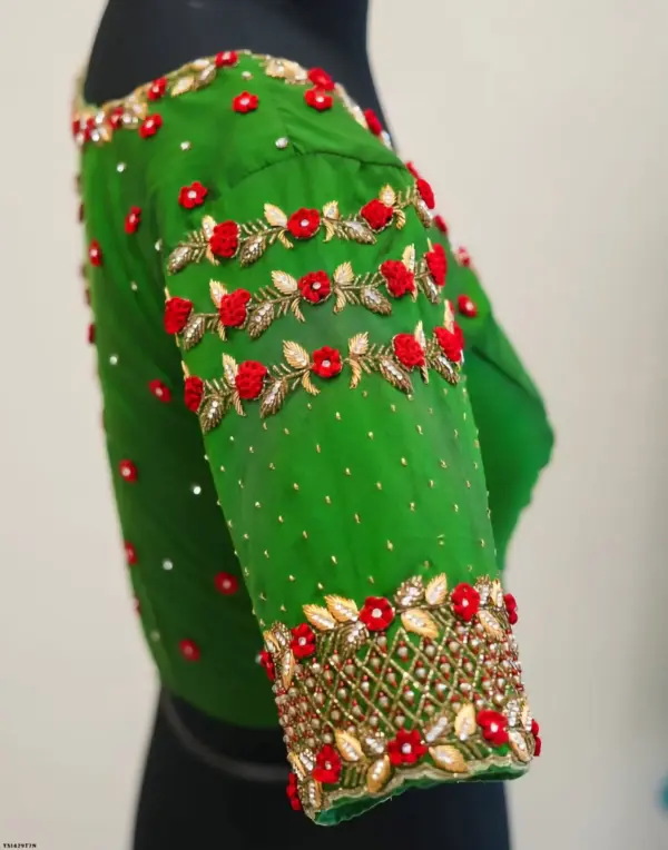 Buy Online Bridal Green Maggam Work Blouses Premium Handcrafted Wedding Wear with Custom Sizes